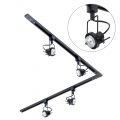2m L Shape Track Light Kit with 4 Greenwich Heads and LED Bulbs – Black