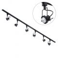 2 Metre Track Light Kit with 6 Greenwich Heads and Halogen Bulbs – Black