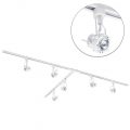 3 Metre T Shape Track Light Kit with 6 Greenwich Heads and Halogen Bulbs – White