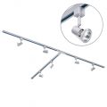 3 Metre T Shape Track Light Kit with 6 Harlem Heads and Halogen Bulbs – Silver