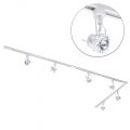 3 Metre L Long Shape Track Light Kit with 6 Greenwich Heads and Halogen Bulbs – White
