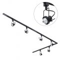 3m L Long Shape Track Light Kit with 6 Greenwich Heads and HAL Bulbs – Black