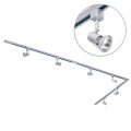 3 Metre L Long Shape Track Light Kit with 6 Harlem Heads and Halogen Bulbs – Silver