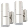 2 Pack of Kenn 2 Light Up and Down Outdoor Wall Light – Polished Steel