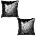 2 Pack of Glitz Glossy Sequin Cushion – Black