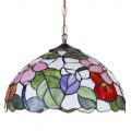 Tiffany Pendant Ceiling Light with Shade – Floral 16 Inch Multi Coloured