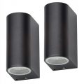 Pack of 2 Outdoor Twin LED Up and Down Lighter Wall Light – Black