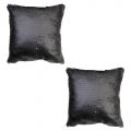 2 Pack of Glitz Sequin Cushion – Black