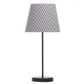 1 Light Round Base Table Lamp with Black & White Striped Shade – Black