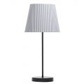 1 Light Round Base Table Lamp with Grey & White Striped Shade – Black
