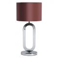 Oval 1 Light Table Lamp with Maroon Shade – Chrome