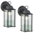 2 Pack of Colone Outdoor Lantern Beveled Glass Wall Light Lantern – Black