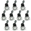10 Pack of IP20 Fire Rated Recessed Downlighters with LED Bulbs – Satin Chrome