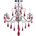 Bathroom Chandelier with Red Crystals – Vara 3 Light Chrome