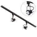 1 Metre Track Light Kit with 2 Greenwich Heads and Halogen Bulbs – Black