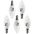 5 Pack of 42 Watt E14 Eco Candle Small Edison Screw Halogen Light Bulb – Clear