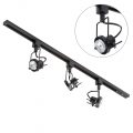 1 Metre Track Light Kit with 3 Greenwich Heads and Halogen Bulbs – Black