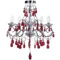 Vara 5 Light Bathroom Chandelier with Red Crystals – Chrome