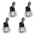 4 Pack of IP20 Fire Rated Recessed Downlighters with LED Bulbs – Satin Chrome