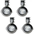 4 Pack of IP20 Fire Rated Recessed Downlighters with LED Bulbs – Black Chrome