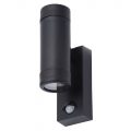 Rhyl Outdoor 2 Light Up and Down Wall Light with PIR Security Sensor – Black