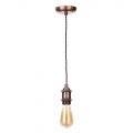 Industrial Style Braided Black Cable Ceiling Pendant with Copper Fixtures – Antique Copper