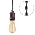 Industrial Style Braided Black Cable Ceiling Pendant with Bronze Fixtures – Antique Bronze