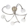 Swirly 5 Light Ceiling Light with Alabaster Shades – Antique Brass