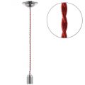 Decorative Twisted Braided Cable Nickel Light Fitting – Red