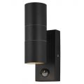 Kenn 2 Light Outdoor Up and Down Wall Light with PIR Sensor – Black