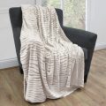 Carved Faux Mink Throw- Natural