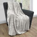 Carved Faux Mink Throw – Grey