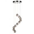 10 Light Circular Ceiling Pendant Cluster with Crackled Glass Shades – Black Chrome