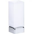 1 Light Rectangle Table Lamp with Tall White Frosted Shade – Chrome
