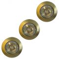 3 Pack of Modern Recessed Downlights Antique Brass