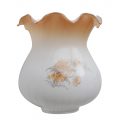 Amber Edged Opal Glass Shade with Floral Design