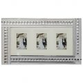 Mirrored Bar and Stud 3 Image Picture Frame – Silver