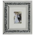 Mirrored 1 Image Picture Frame with Inlaid Diamond Style Crystals – Silver