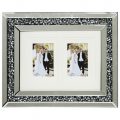 Mirrored 2 Image Picture Frame with Inlaid Diamond Style Crystals – Silver
