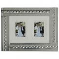 Mirrored 2 Picture Frame with Inlaid Crystal Style Droplets – Silver