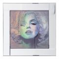Square Mirror Picture Frame with Glittered Marilyn Monroe Illustration – Silver