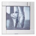 Square Mirror Picture Frame with Glittered Ballerina Shoes Illustration – Silver