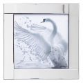 Square Mirror Picture Frame with Glittered Swan Illustration – Silver