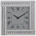 Square Clock with Silver Mirrored Glass Frame – Silver