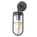 Astley Outdoor Industrial Style Caged Wall Light – Black